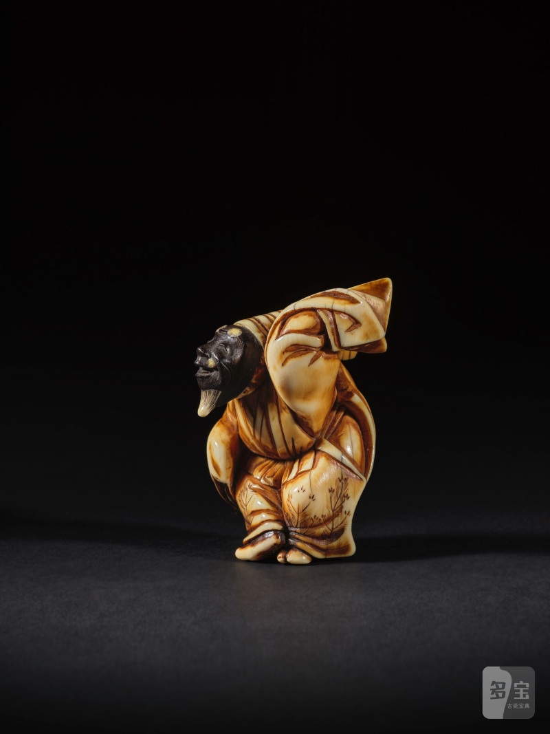 象牙彫根付 三番叟 銘「友胤」 19世紀後期 | NETSUKE EN IVOIRE REPRÉSENTANT UN DANSEUR DE SAMBASO - 图10